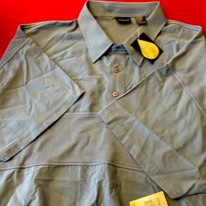 Men’s short sleeve 4XL 3 button casual shirt blue